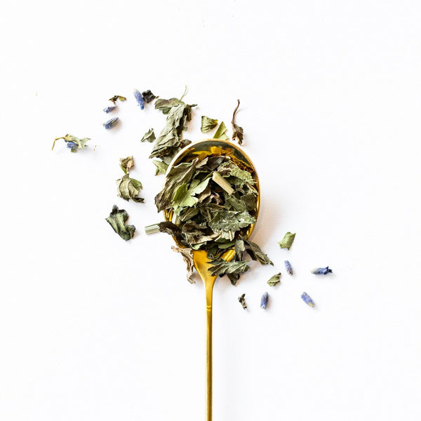 Peppermint tea with lemongrass, spearmint, lemon verbena, sweet lemon balm, and lavender