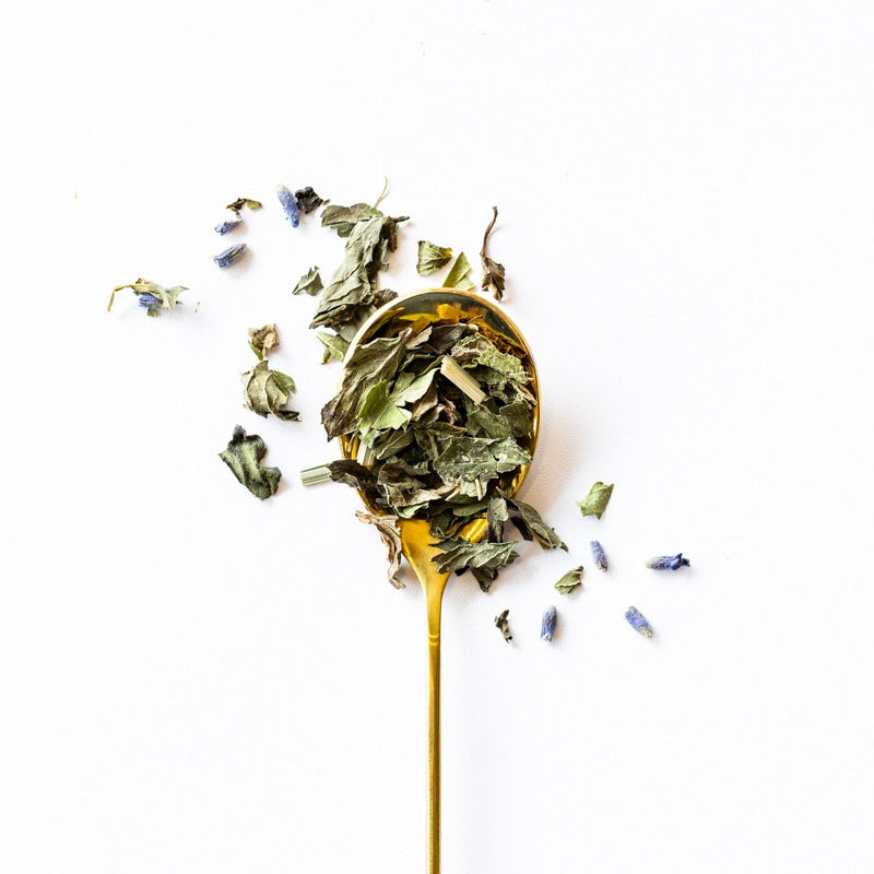 Peppermint tea with lemongrass, spearmint, lemon verbena, sweet lemon balm, and lavender