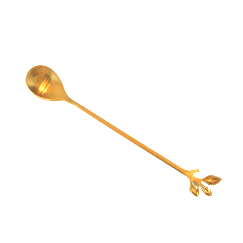 Gold Leaf Teaspoon long stem Impala Peacock