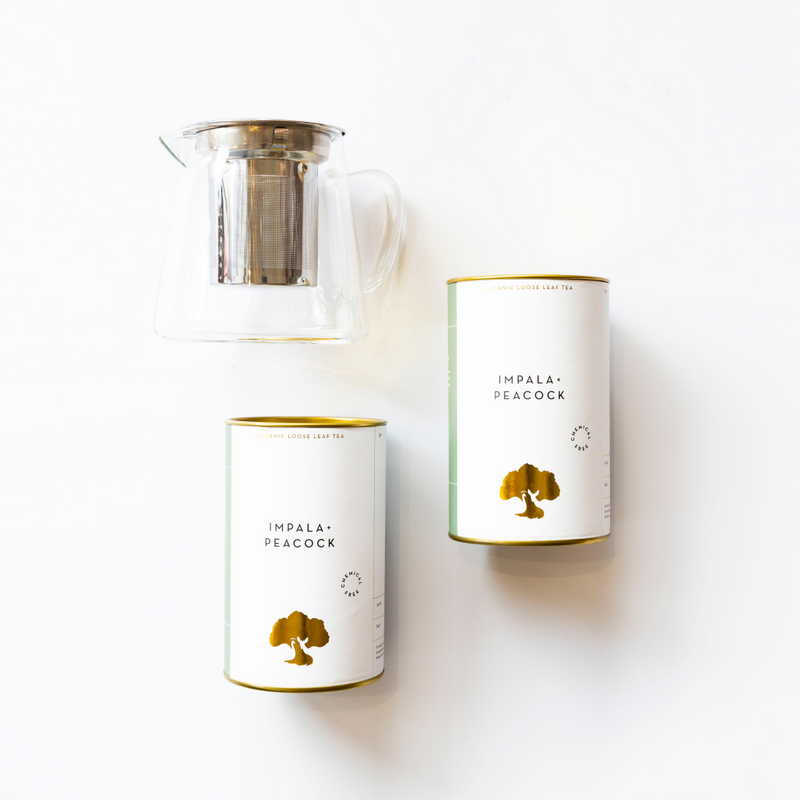 medium tea gift set with two canisters and teapot